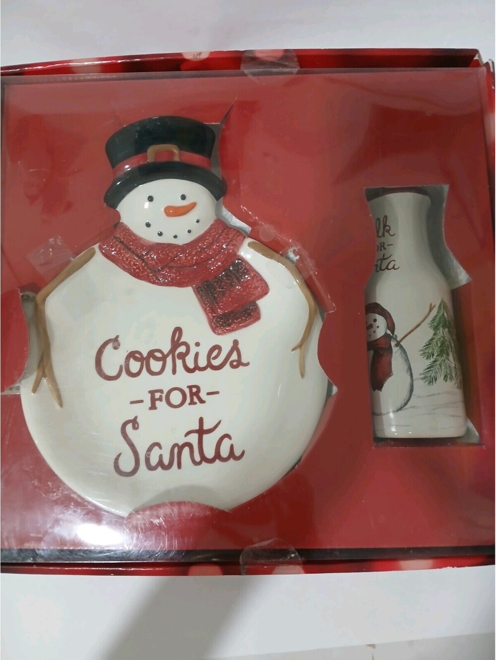 Cookies for Santa Plate w/Milk Jug, St. Nicholas Square "Yuletide", Christmas